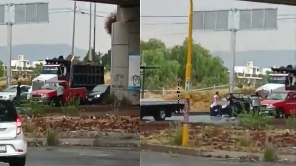 Con palos y piedras, conductores se golpean tras incidente vial en Totimehuacan [video]