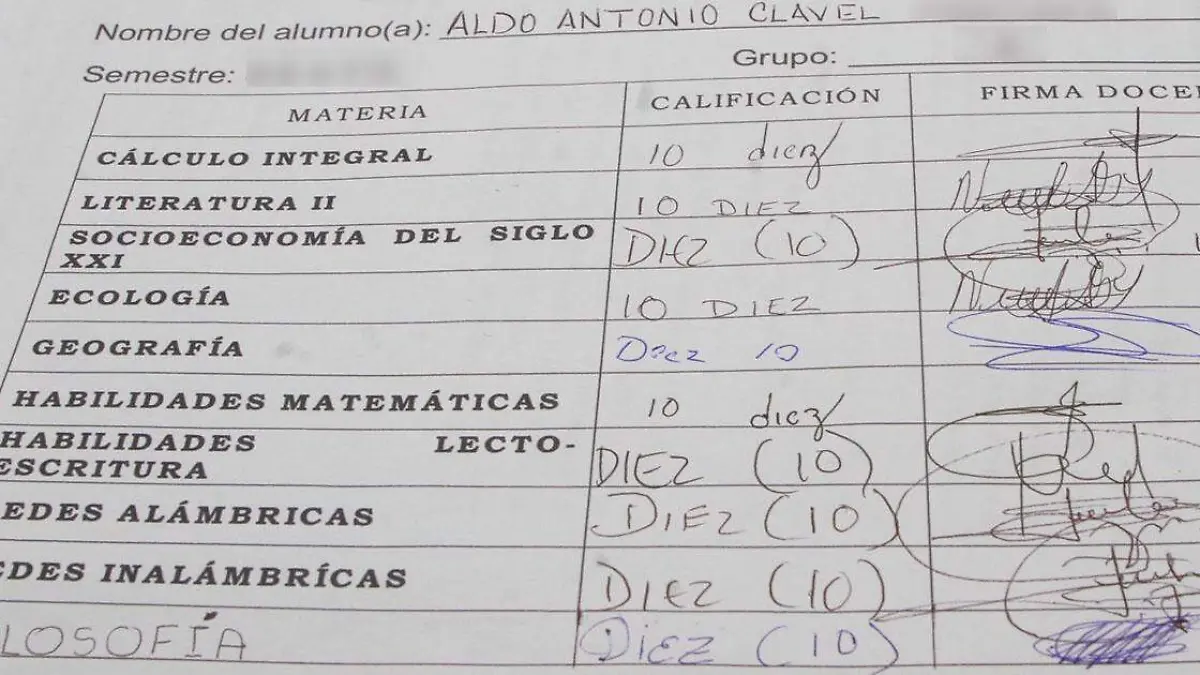 Aldo Clavel llevaba excelente promedio en el bachillerato
