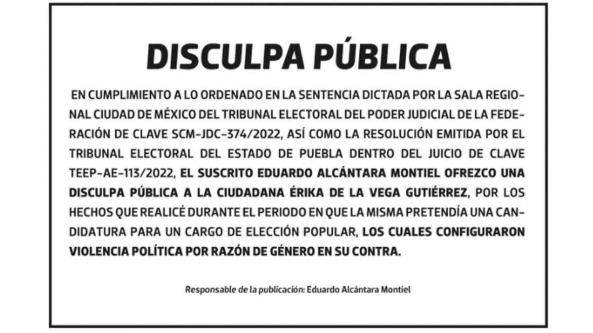 tercera disculpa publica