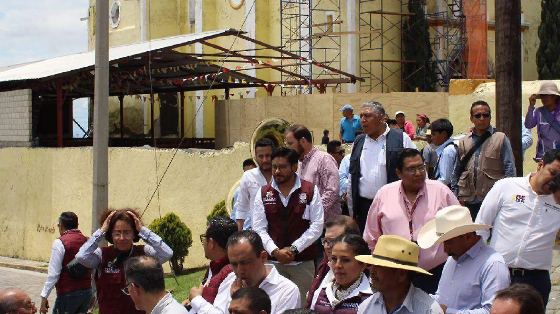 Habitantes de San Pedro Benito Juárez celebran inicio de reconstrucción del templo