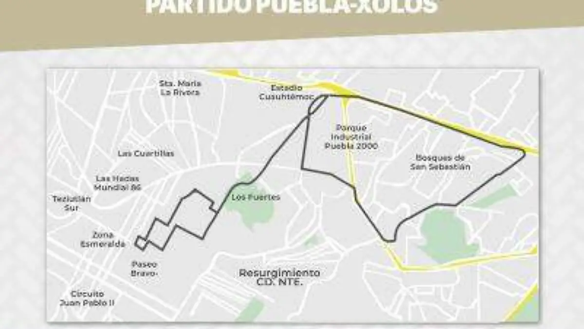 Recorrido de transporte nocturno Puebla vs Xolos 