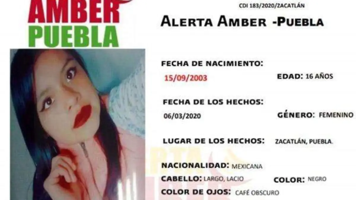 ALERTA AMBER ZACATLAN