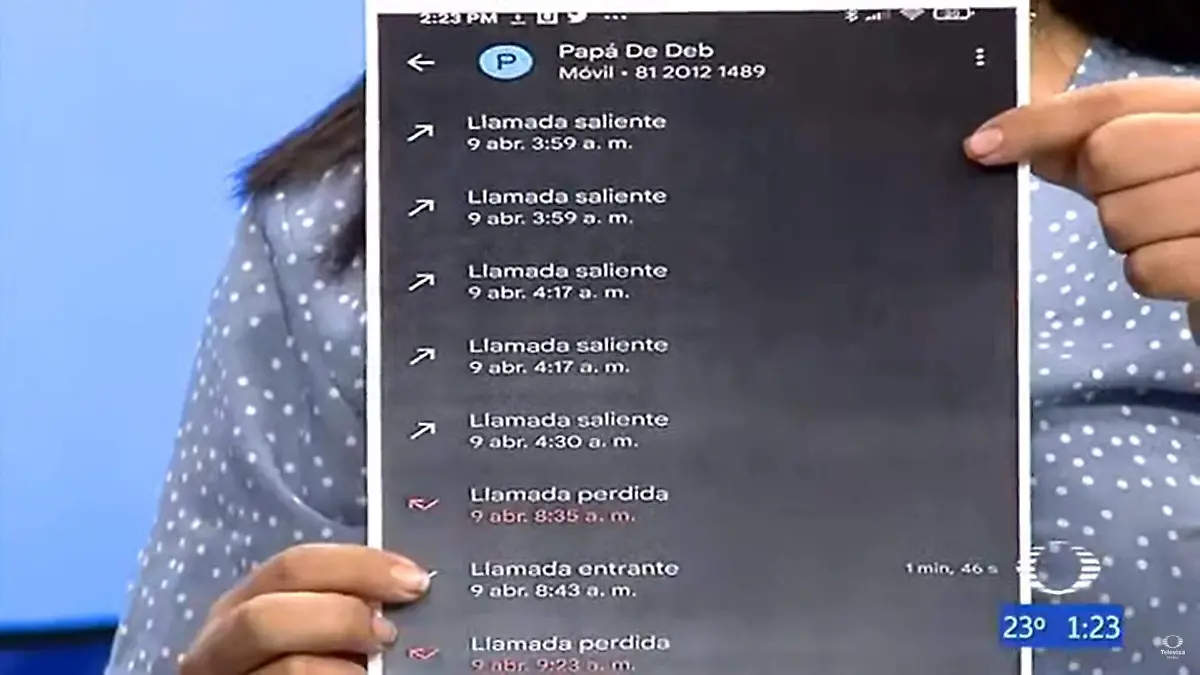 Sarahí demostró las llamadas perdidas que le hizo al padre de Debanhi, quien nunca le respondió