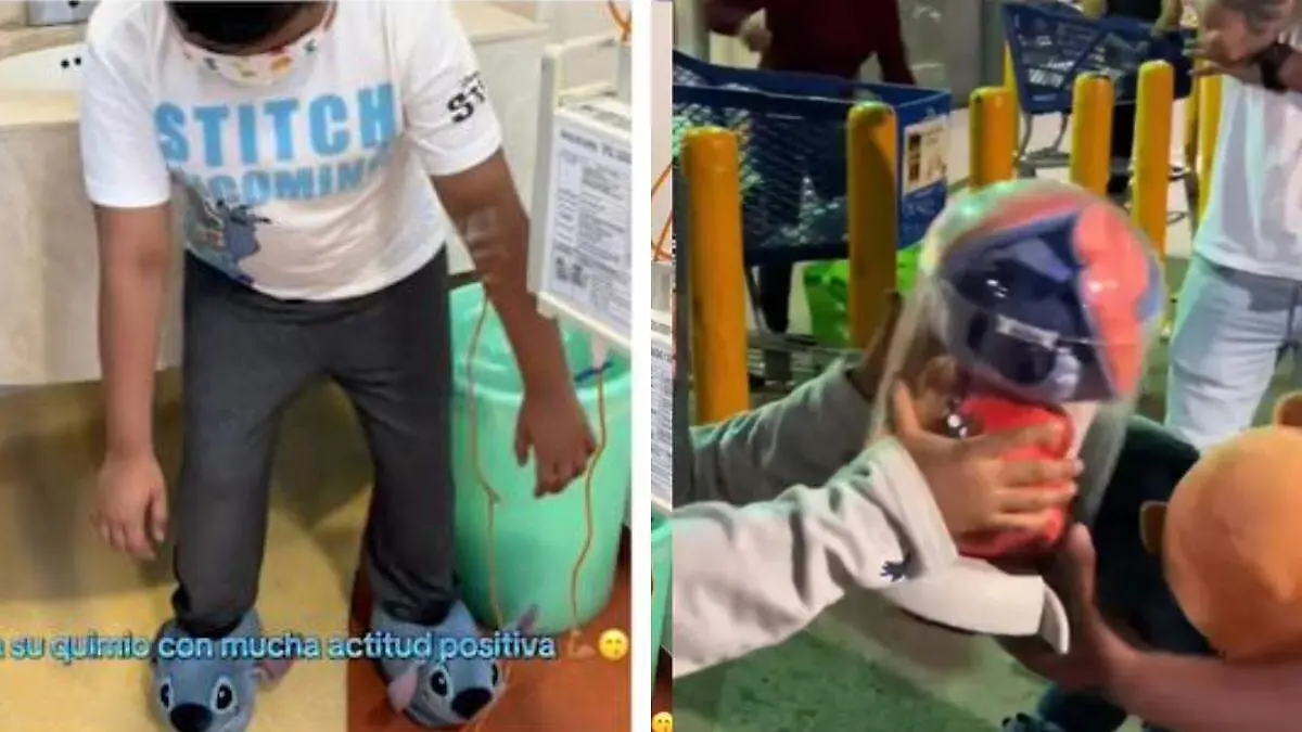 Pequeña regala palomera de Stitch a niño que no alcanzó a comprarla por estar en quimioterapia