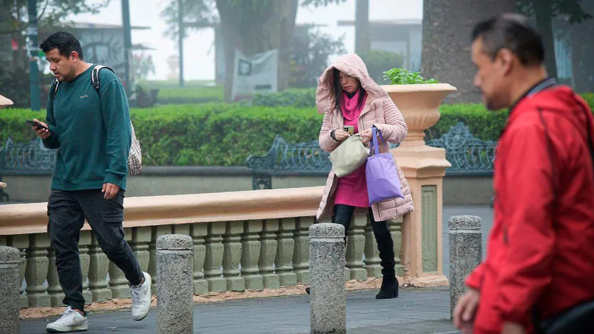 Personas recorren un parque durante la epoca invernal