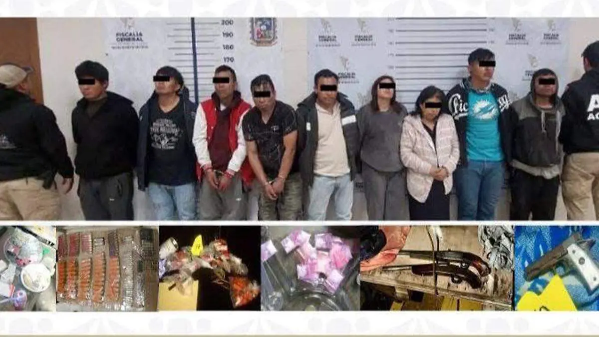 Durante un cateo realizado a cuatro inmuebles de San Miguel Canoa fueron detenidas nueve personas