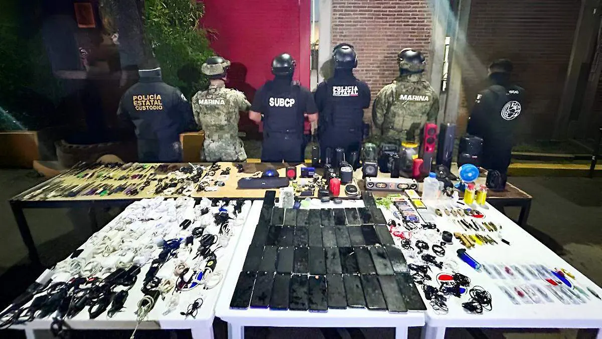 El operativo se llevó a cabo entre la SSP, la SEMAR,  la Unidad Cinotáctica K9, Policía Estatal Custodio y Grupo Antidisturbios de la Policía Estatal