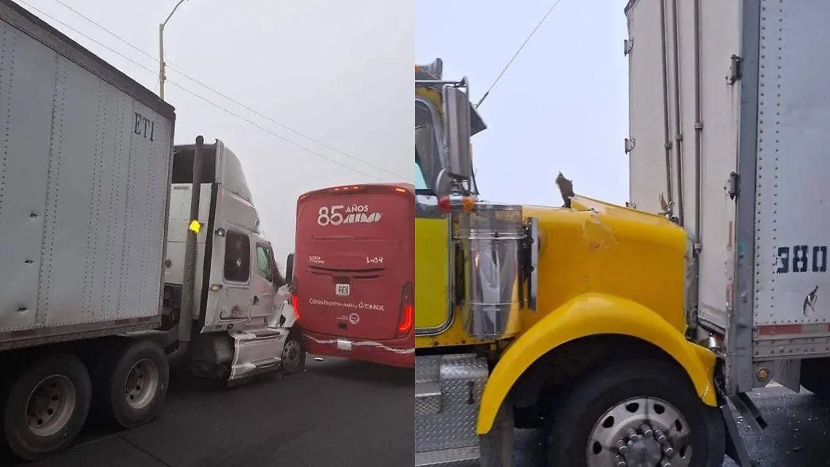 Choque entre ADO y dos traileres en la autopista puebla orizaba 