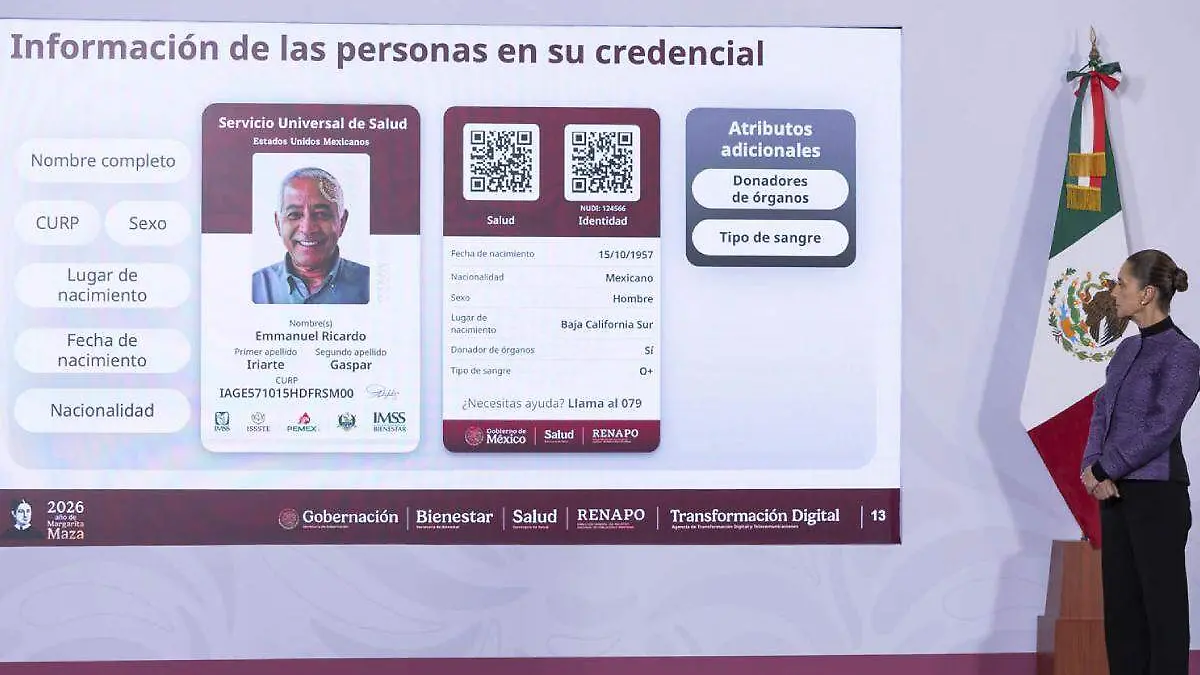 credencial del Servicio Nacional de Salud, Claudia Sheinbaum presenta la credencial