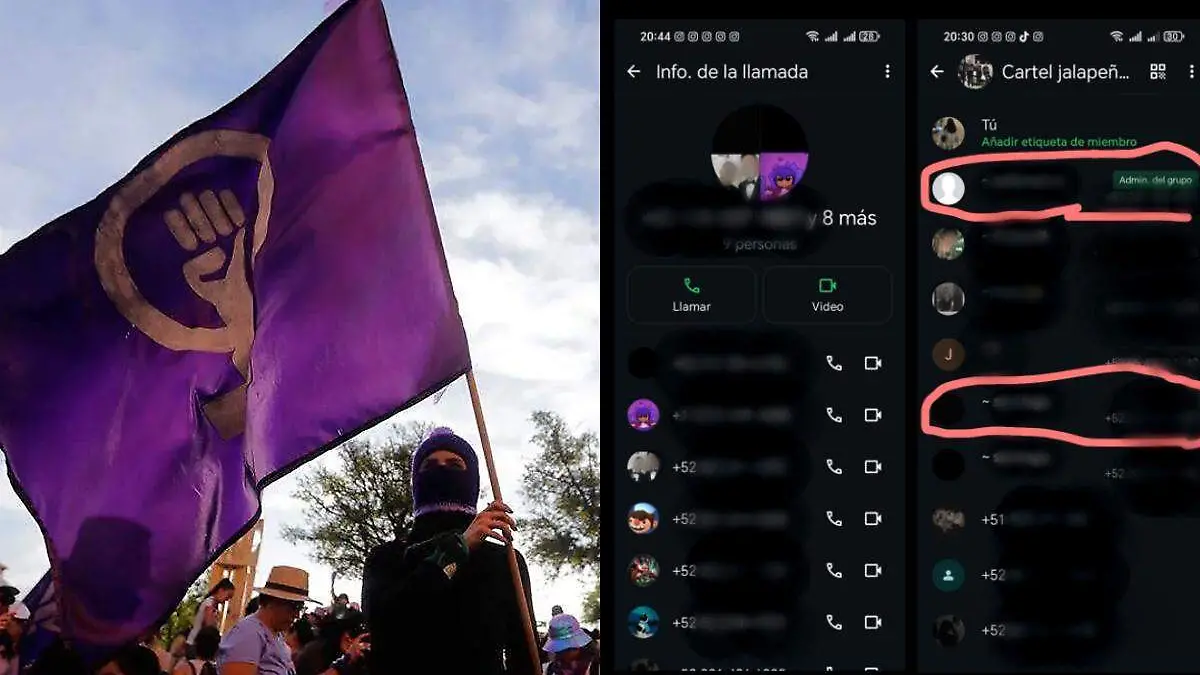 Marcha del 8M y captura de convversacion en WhatsApps