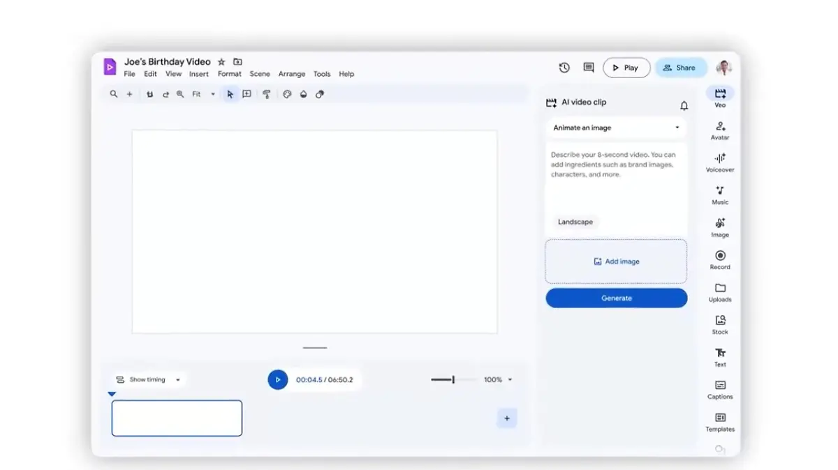 Crea videos, música y avatares con IA en Google Vids