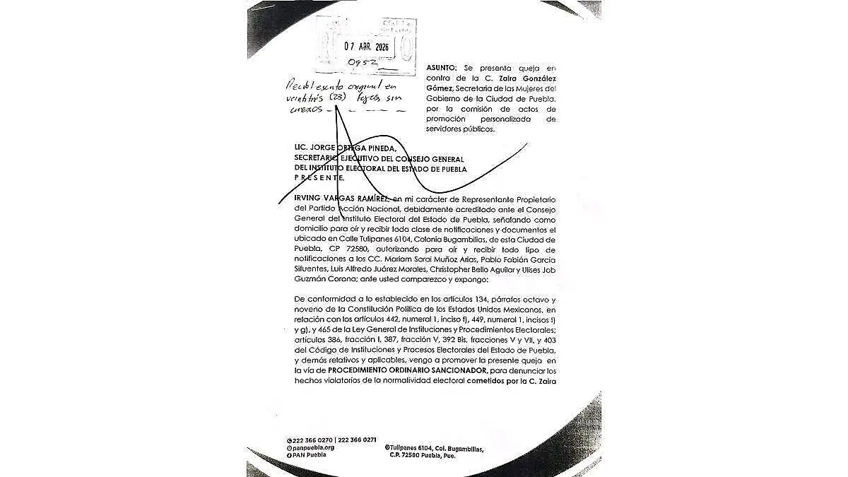PAN acusa a tres funcionarias morenistas en Puebla por presunta promoción con recursos públicos