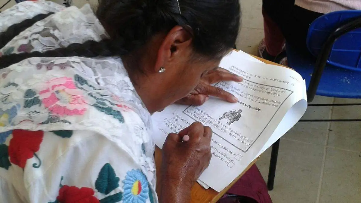 persona adulto mayoe realizando un examen, ilustrativa de alfabetizacion