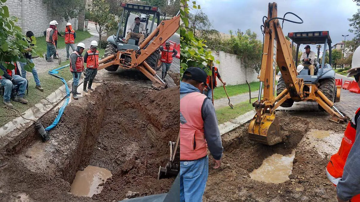 El suministro de agua en Lomas de Angelópolis se ve afectado por una fuga en una línea de conducción