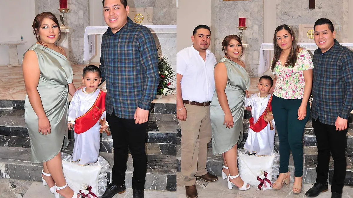 Tere Lucero y Sergio junto a su ahijado, Ian Emiliano, Ian Emiliano junto a sus papás y padrinos.