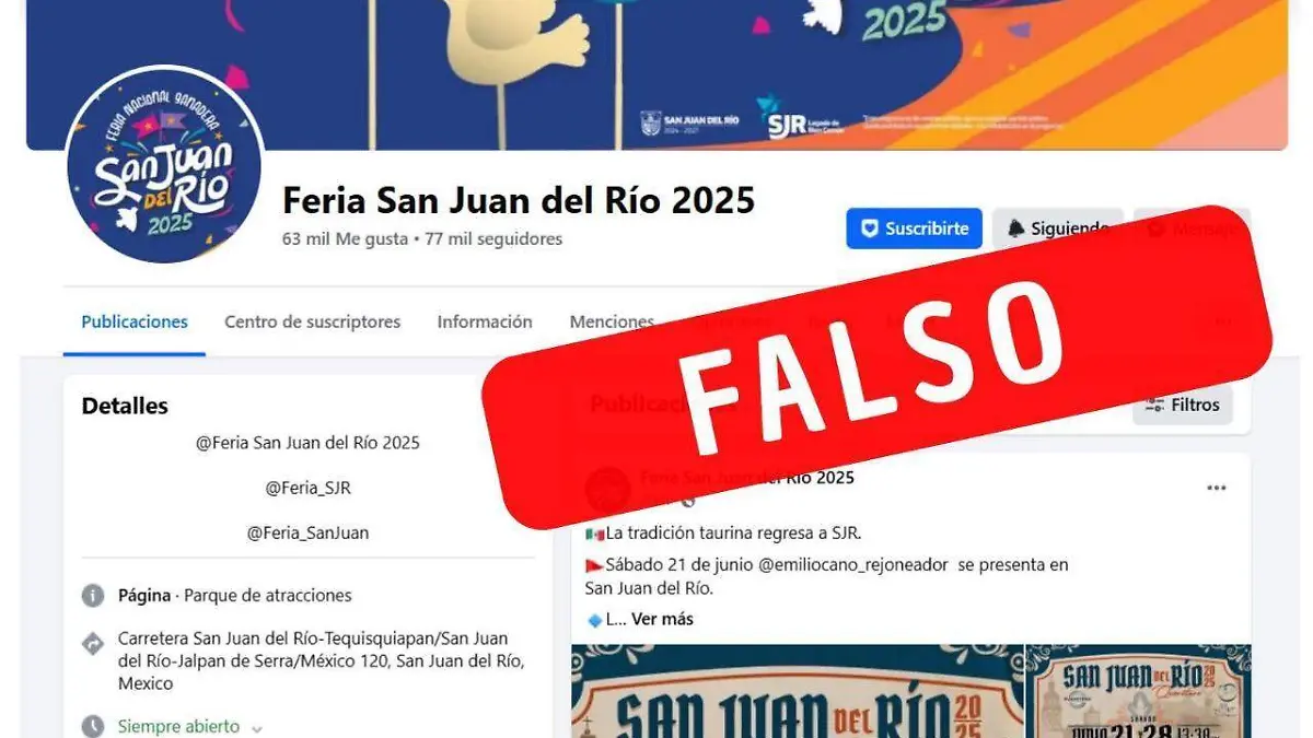 SJR Perfil falso de la feria circula en facebook