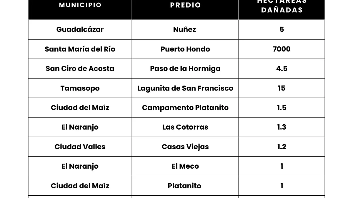 Informe de Conafor - Incendios activos en SLP 14/05/24