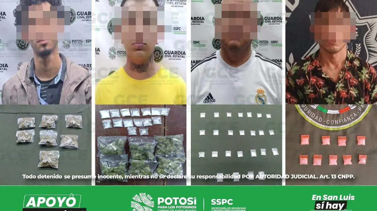 62 dosis y cuatro detenidos