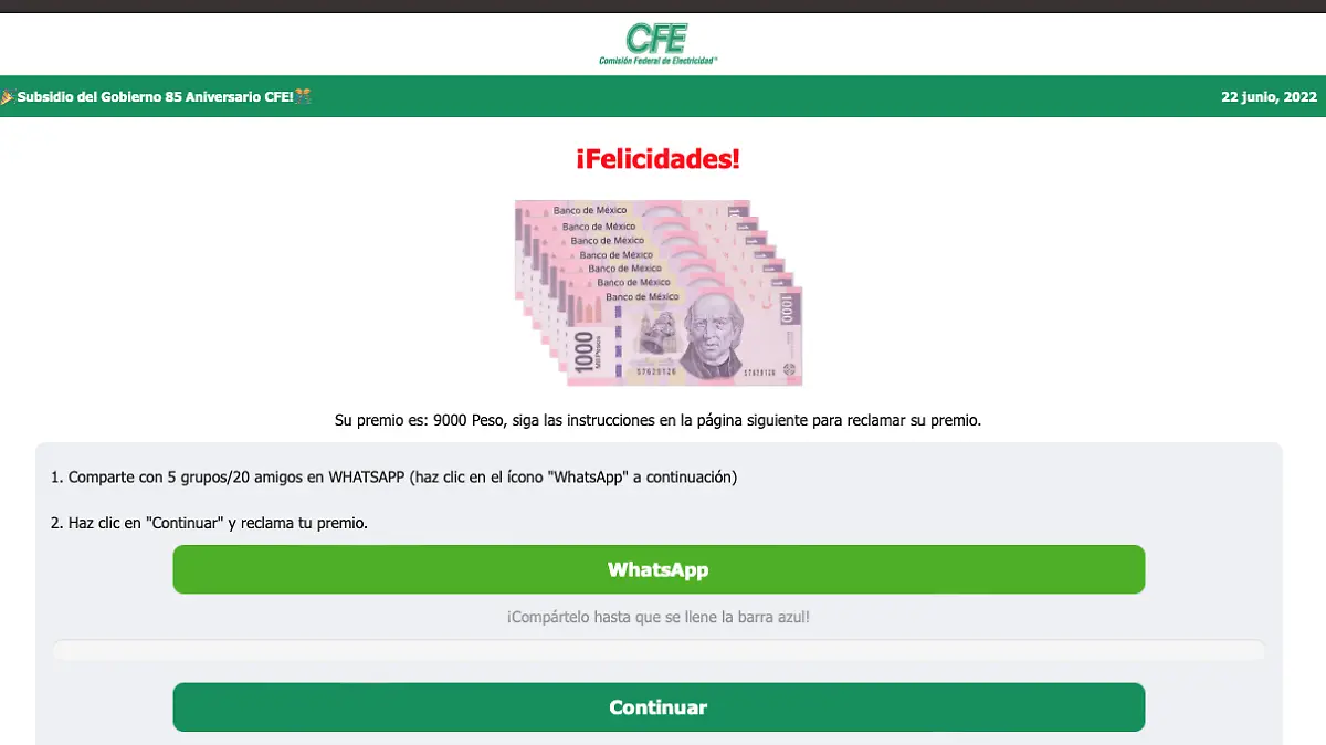 El engaño del premio de la CFE 