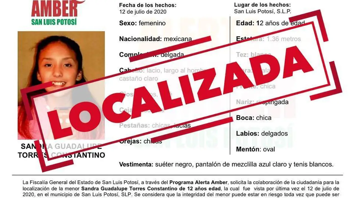 Desactivan Alerta Amber