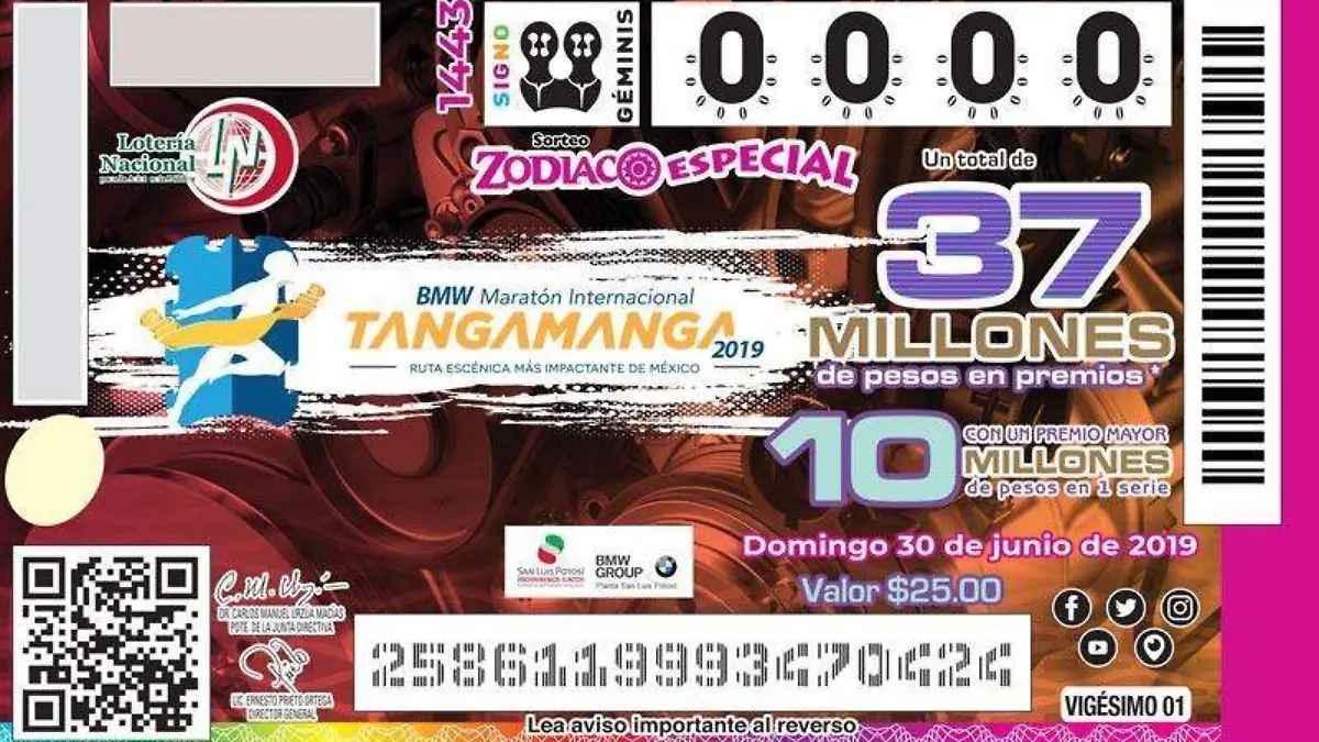 billete de lotería del Maratón Internacional Tangamanga