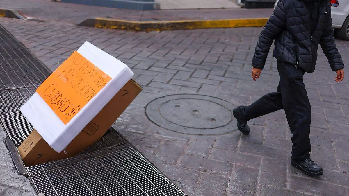 Rejilla colapsada en el Centro Histórico