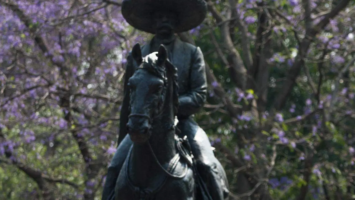 El monumento ecuestre de Emiliano Zapata que se ubica en la Alameda Sur de CDMX