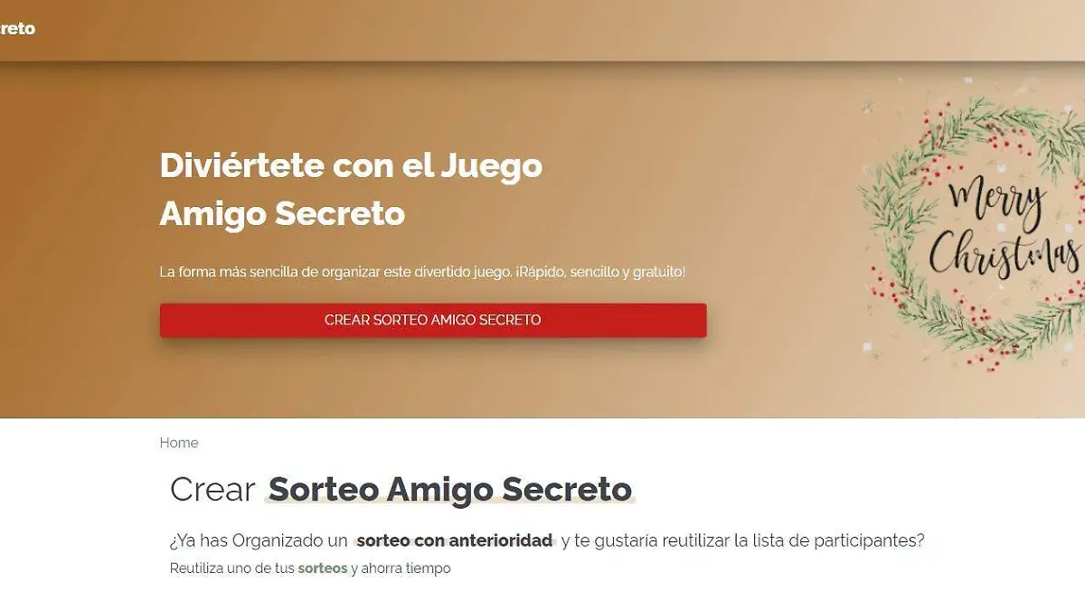 En la página de Amigo Secreto ya están listos para los sorteos de Navidad