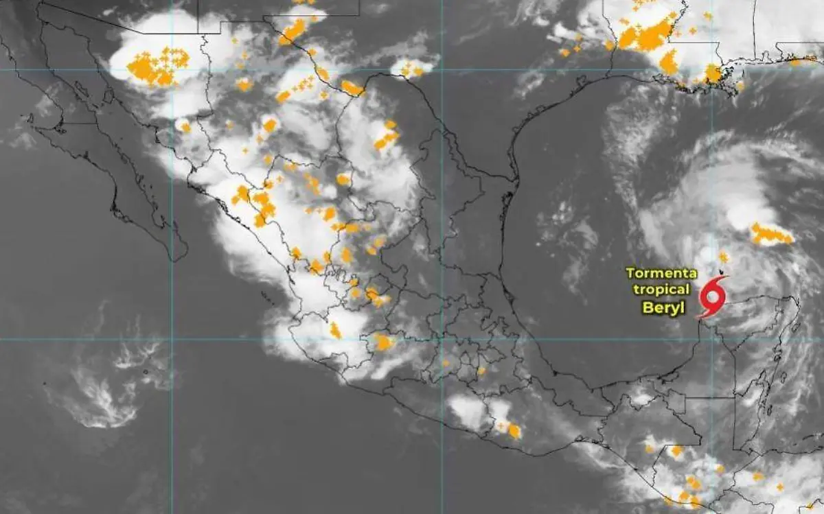 Hasta las 2000 horas del viernes 5 de julio, esta era la posición de la tormenta tropical Beryl Conagua