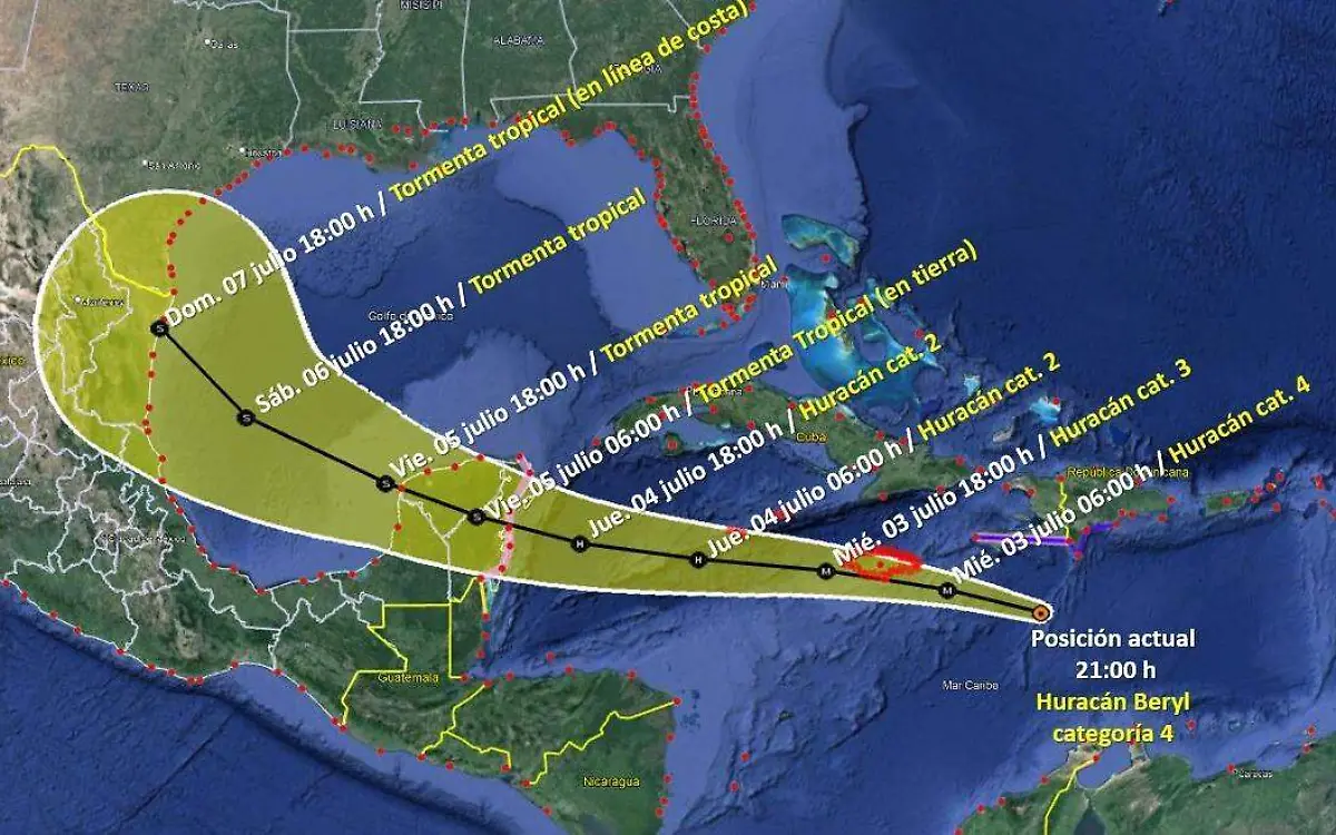 Estiman que Beryl se degrade a tormenta tropical y entre al Golfo de México durante el sábado 6 de julio Paulo Monsiváis (2)