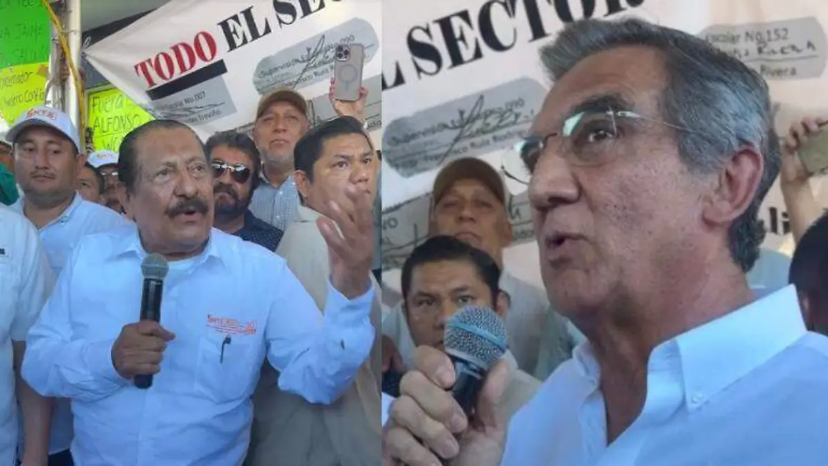 El gobernador de Tamaulipas, Américo Villarreal, acudió al plantón de maestros del SNTE Captura de pantalla Facebook