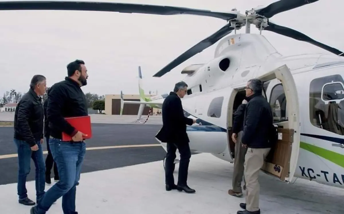 Realizaron un recorrido en helicóptero para supervisar la zona donde se proyecta construir un hotel cinco estrellas en Tampico