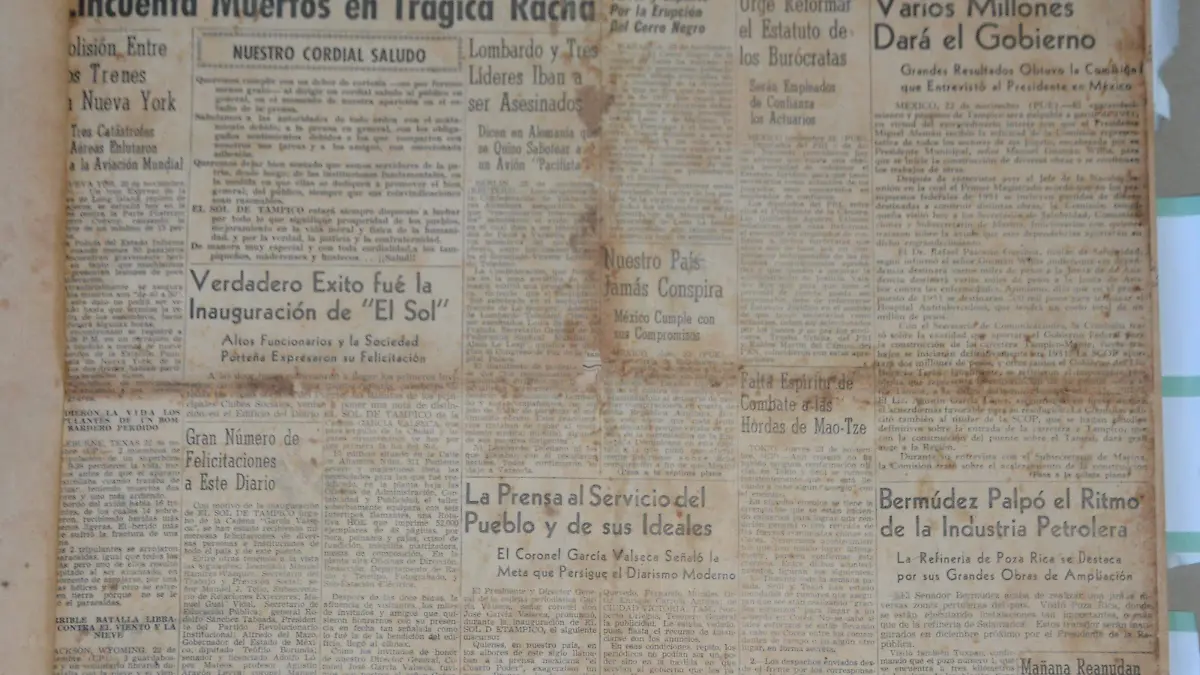 La primera portada y edición de El Sol de Tampico, el jueves 23 de noviembre de 1950