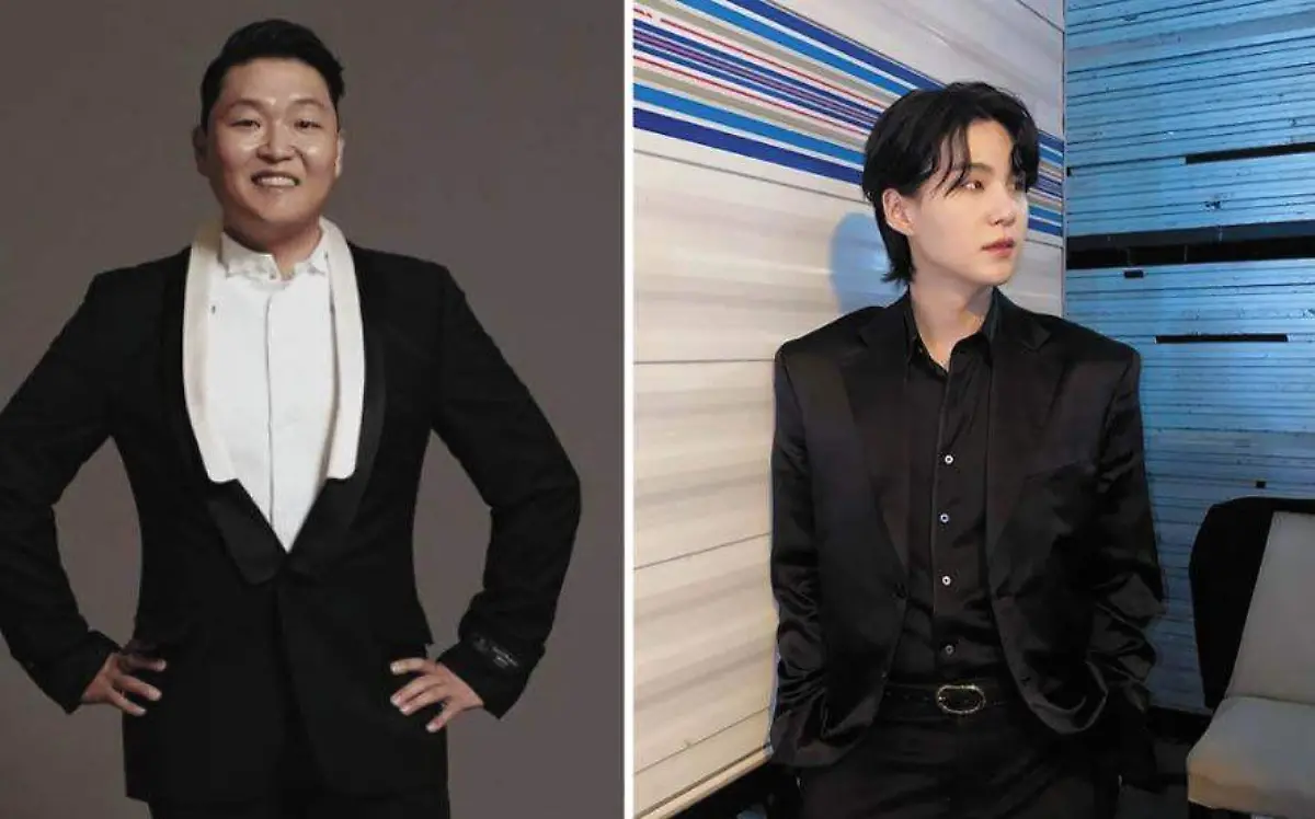 No solo IU, PSY anuncia colaboración con Suga de BTS en su nuevo disco