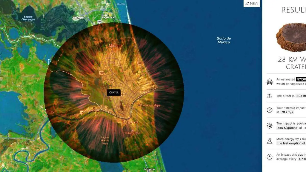 Simulador expone qué pasaría de caer un meteoro en Tampico 