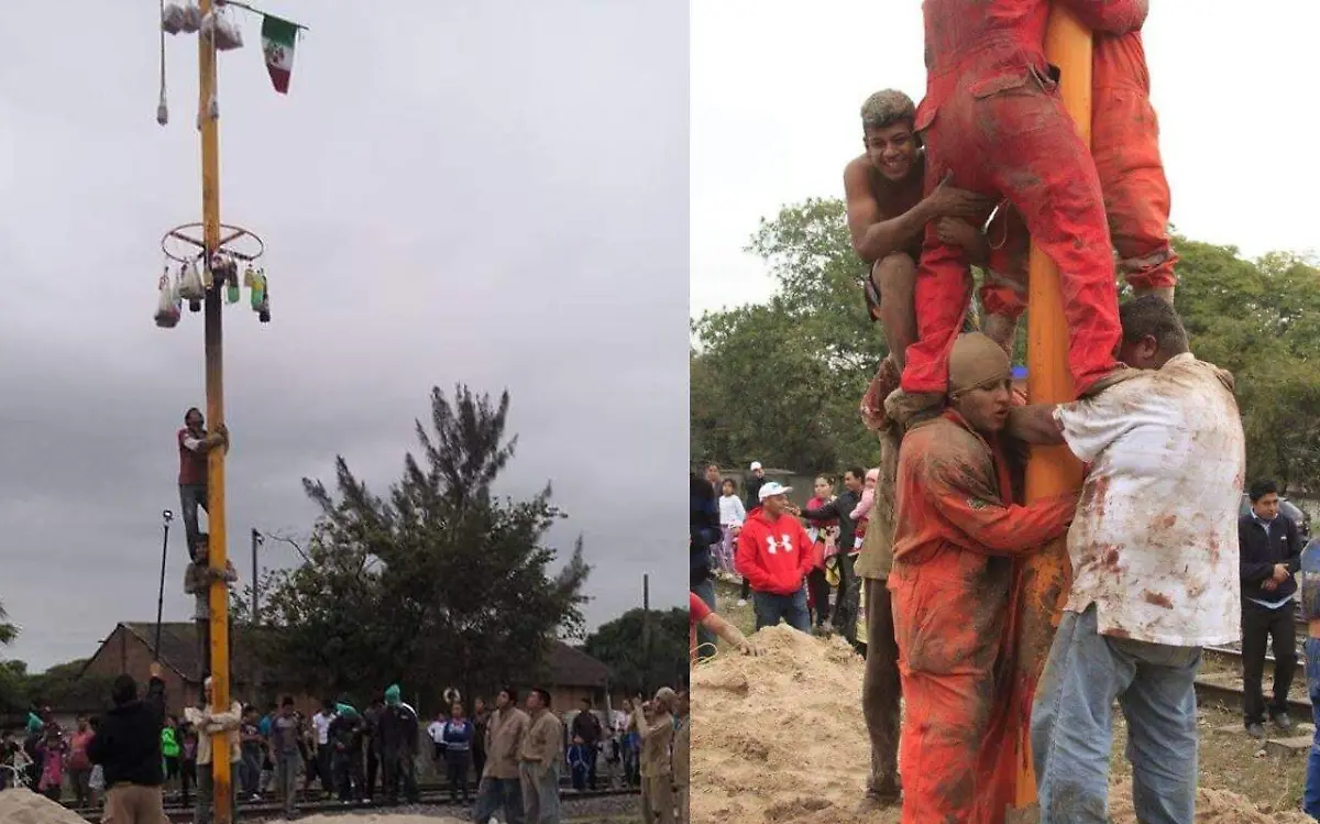 La tradición del palo encebado en la colonia Tinaco de Ciudad Madero se ha preservado por más de medio siglo