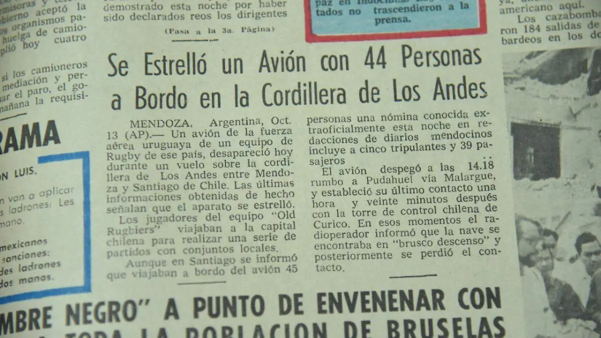 Así anunció EL SOL DE TAMPICO el accidente en Los Andes en 1972