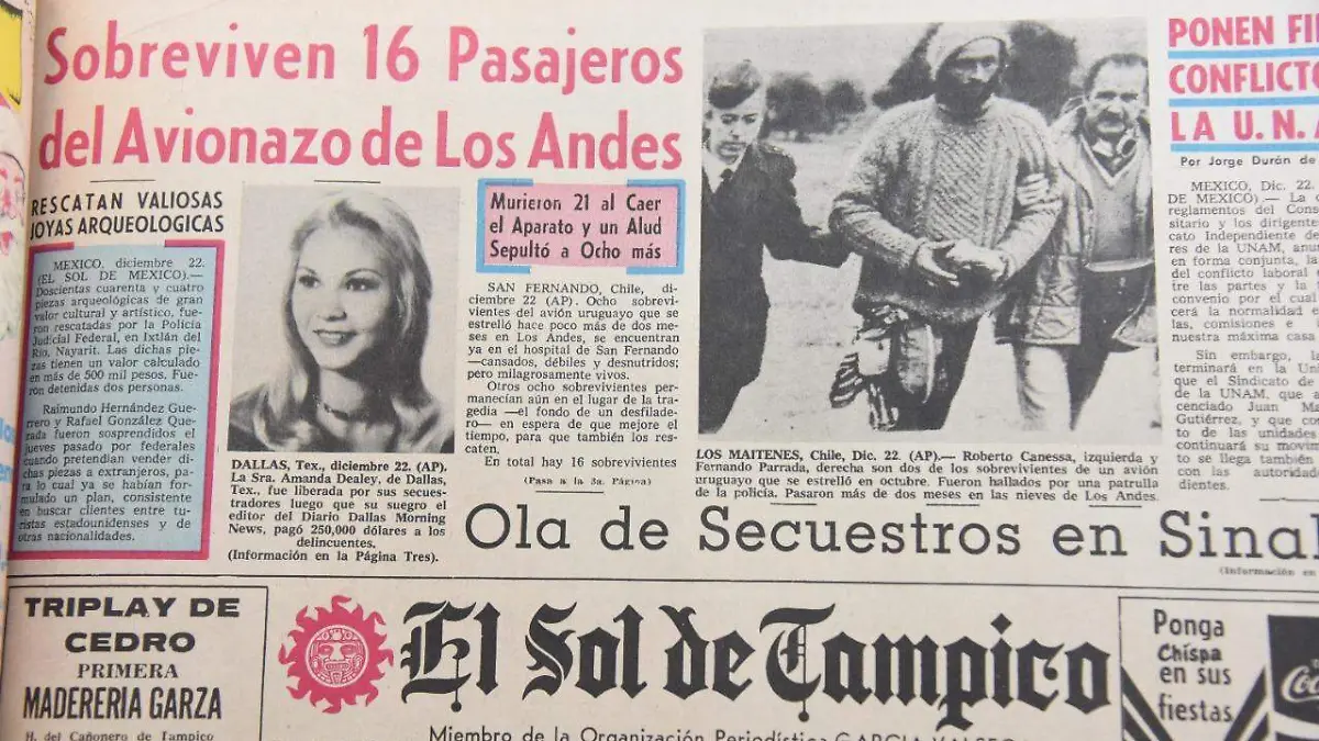 Rescate de Los Andes publicado en El Sol de Tampico en 1972
