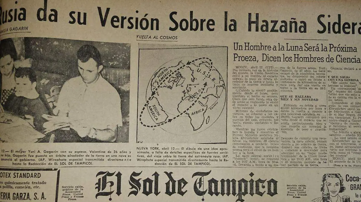 El Sol de Tampico narró la hazaña de Yuri Gagarin