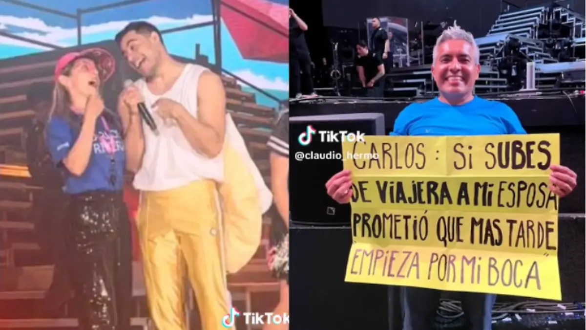 Con ayuda de su esposo, fan se sube al escenario con Carlos Rivera [Video]