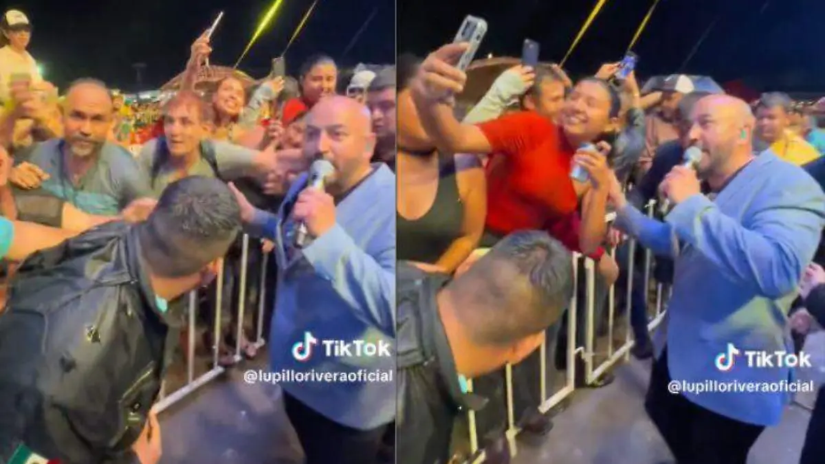 Ni la lluvia lo detuvo, Lupillo Rivera saluda a sus fans y se moja las botas