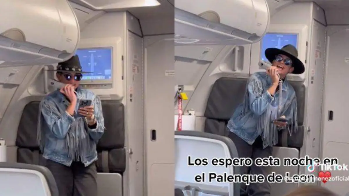 Natalia Jiménez sorprende como sobrecargo en avión