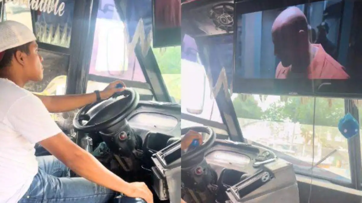 Camión de Tampico presume pantalla para ver películas, “es transporte premium”