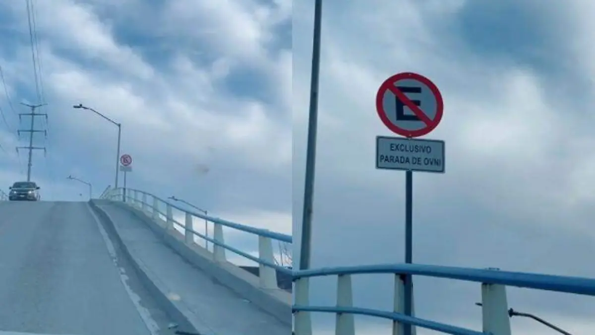Instalan señales de tránsito para recibir a los ovnis en Tamaulipas Captura de pantalla TikTok