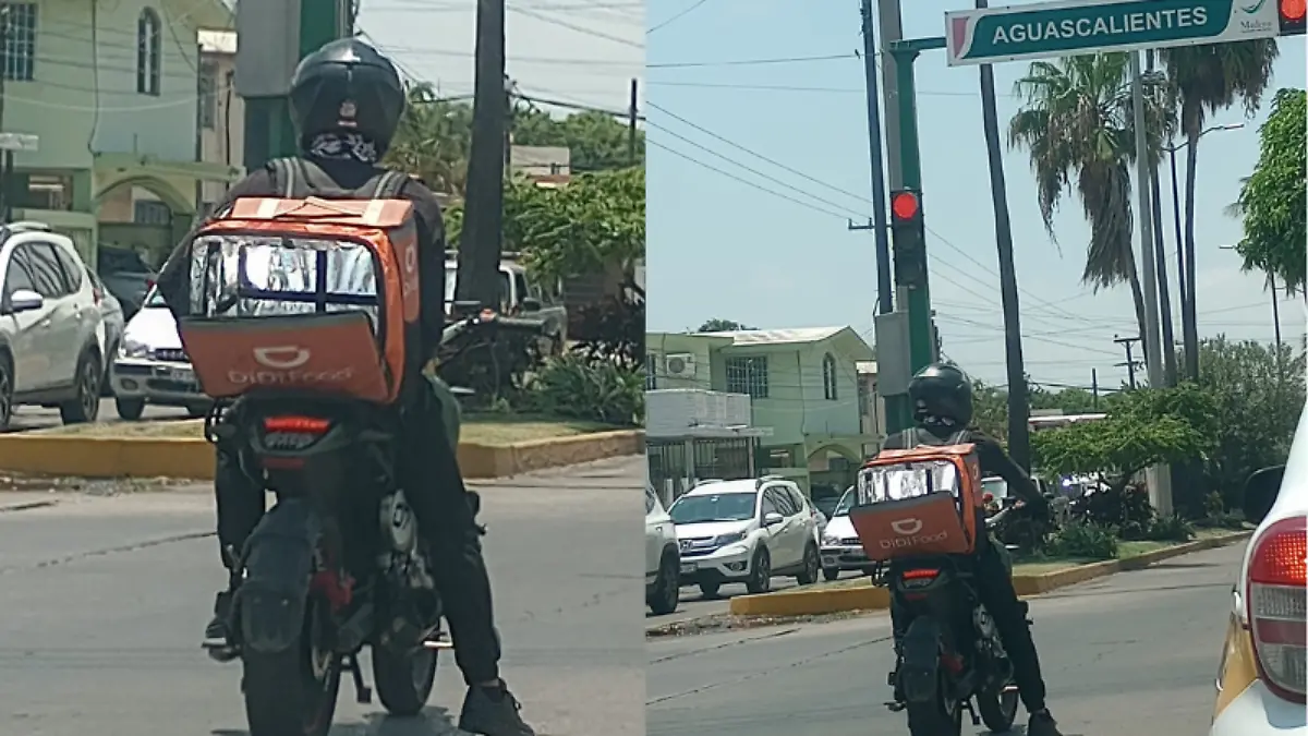 Repartidor de comida no se da cuenta que se le cae el pedido, “se bajó hace tres cuadras”
