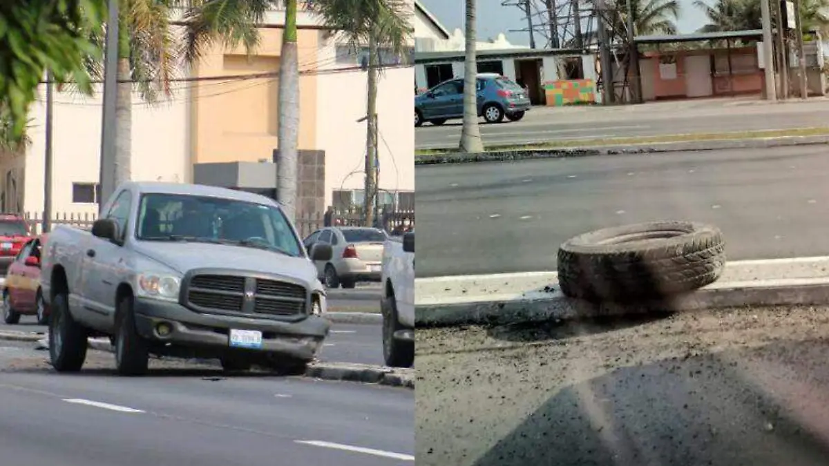 Llanta sale "volando" y conductor se lleva el susto de su vida en Tampico 