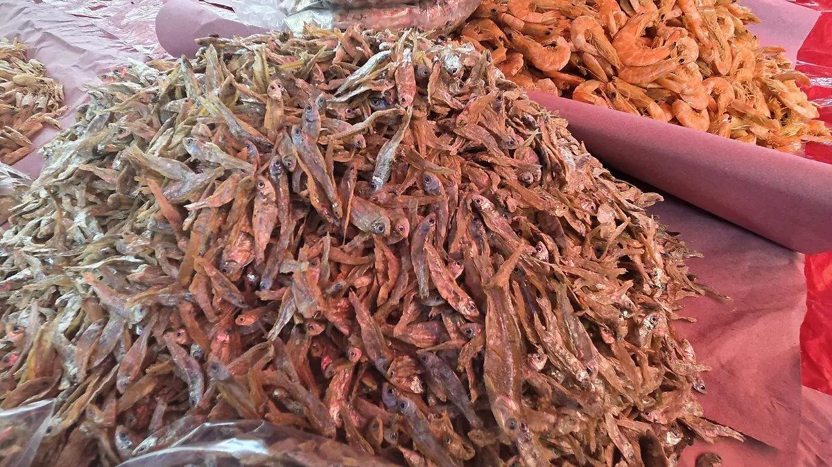 Camarón y charales secos de Pátzcuaro, una tradición en la fiesta patronal de Tampico Alto