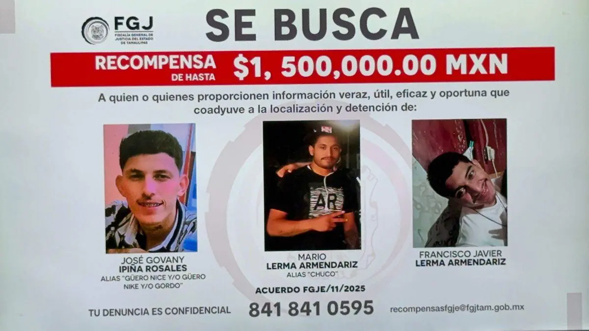 La Fiscalía emitió una recompensa  para dar con estas tres personas vinculados  con el caso del Grupo Fugitivo 
