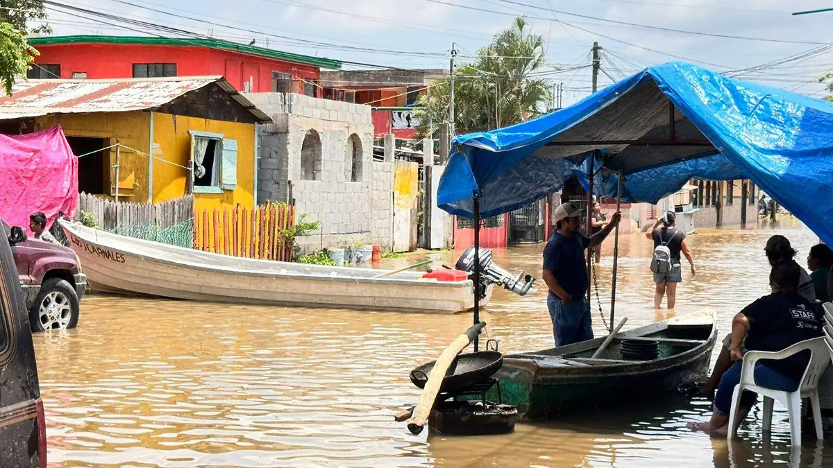 Incrementa nivel del río Tamesí y se extiende a zonas habitadas en la colonia Vicente Guerrero de Tampico