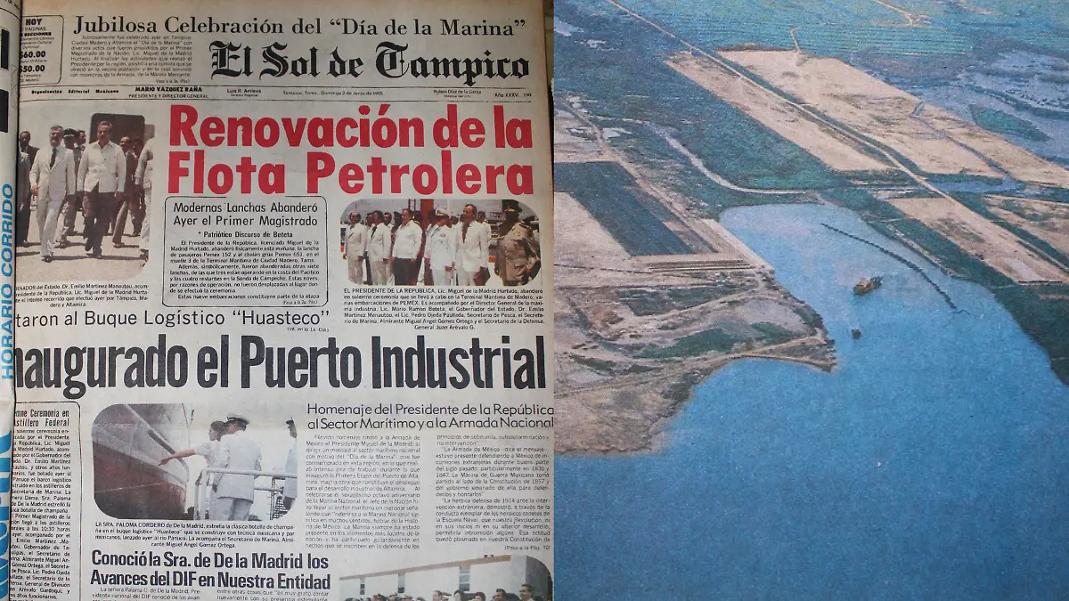 El Sol de Tampico, publicado el 2 de junio de 1985, anunció la inauguración del Puerto de Altamira Hemeroteca de El Sol de Tampico